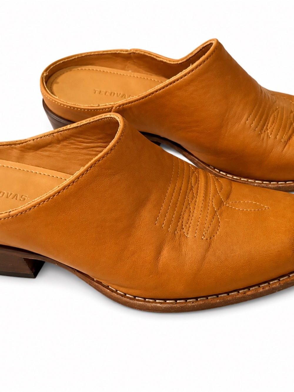 EUC!! Tecovas The Sophie Carmel/Tan Bovine Leather Mule Slide Size 7 Western - Picture 2 of 6